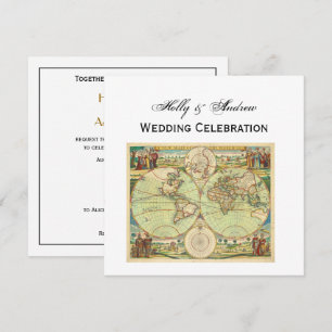 Antique World Map #4 Invitation