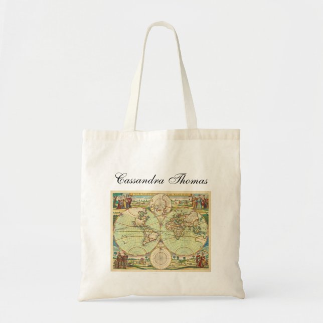 Antique World Map #4 Tote Bag (Front)