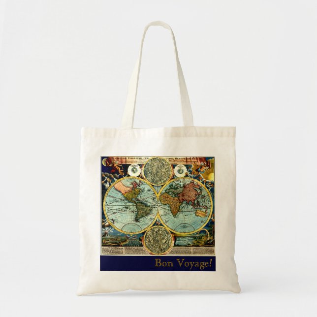 Antique World Map Art Vacation AddUrText Gift Bag (Front)