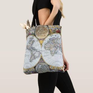 Antique World Map, Atlas Maritimus by John Seller Tote Bag