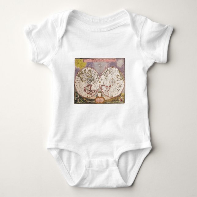 Antique World Map Baby Bodysuit (Front)
