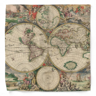 Antique World Map Bandana