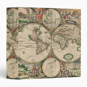 Antique World Map Binder