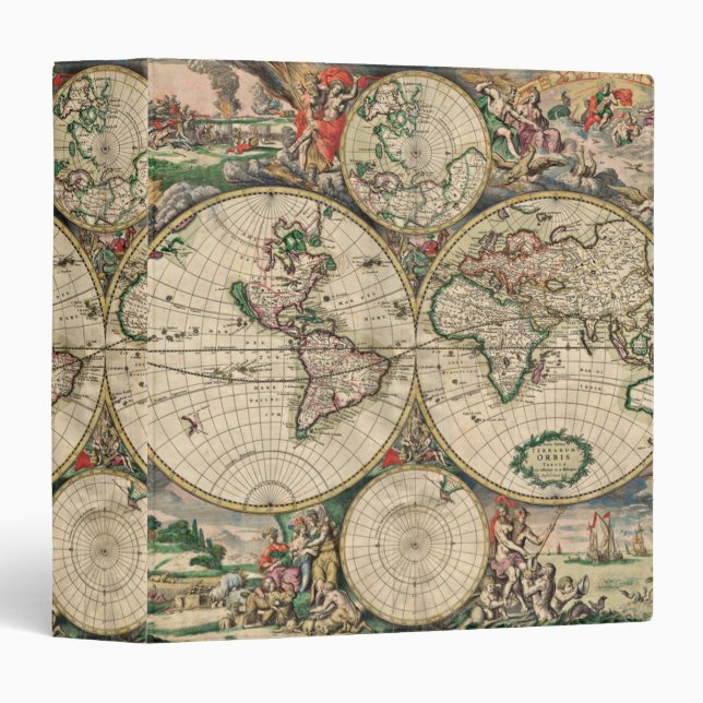 Antique World Map Binder (Front/Spine)
