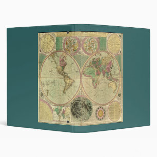 Antique World Map by Carington Bowles, circa 1780 Binder