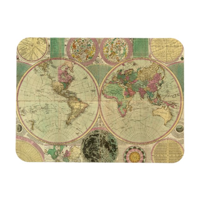 Antique World Map by Carington Bowles, circa 1780 Magnet (Horizontal)