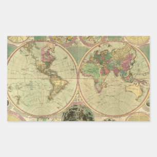 Antique World Map by Carington Bowles, circa 1780 Sticker