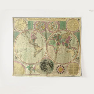 Antique World Map by Carington Bowles, circa 1780 Tapestry