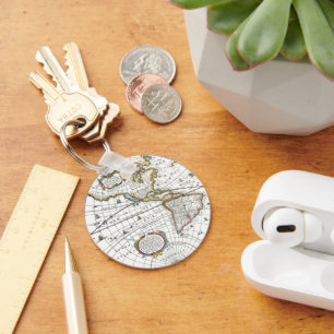 Antique World Map by Hendrik Hondius, 1630 Keychain