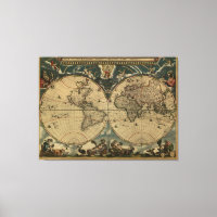 Antique World Map by Joan Blaeu, circa 1664