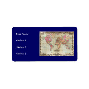 Antique World Map by John Colton, circa 1854 Label