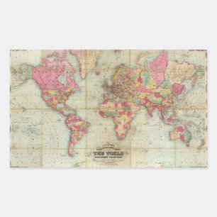 Antique World Map by John Colton, circa 1854 Sticker