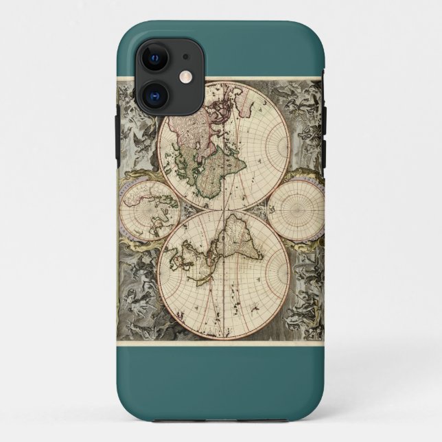 Antique World Map by Nicolao Visscher, circa 1690 Case-Mate iPhone Case (Back)