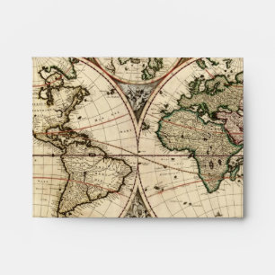 Antique World Map by Nicolao Visscher, circa 1690 Envelope