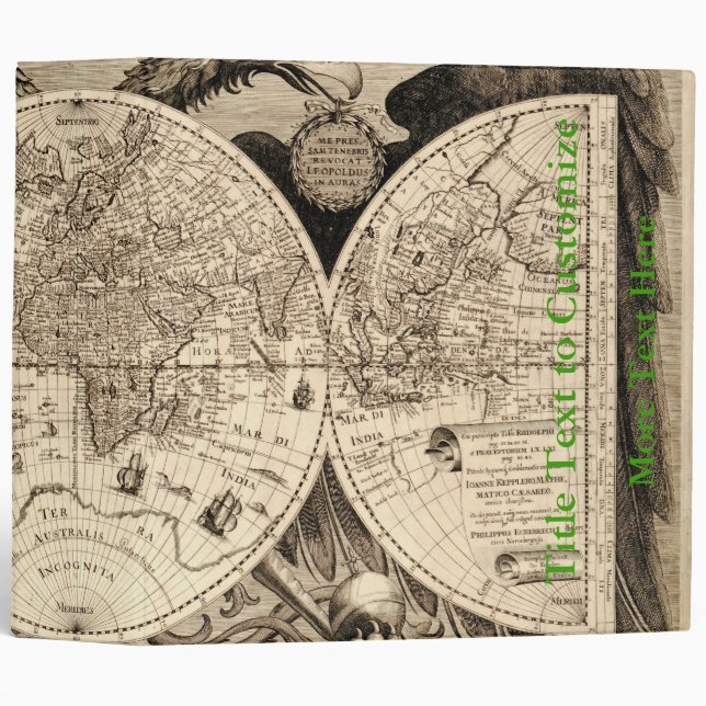 Antique World Map by Philipp Eckebrecht - 1630 Binder (Front/Spine)