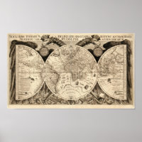 Antique World Map by Philipp Eckebrecht - 1630