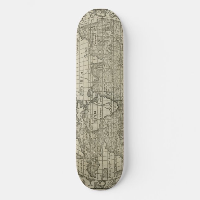 Antique World Map by Sebastian Münster circa 1560 Skateboard (Front)
