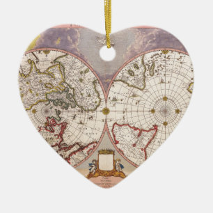 Antique World Map Ceramic Ornament