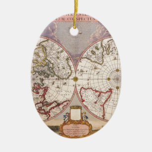 Antique World Map Ceramic Ornament