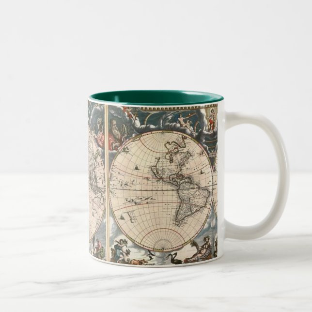 ANTIQUE WORLD MAP Coffee Mug (Right)