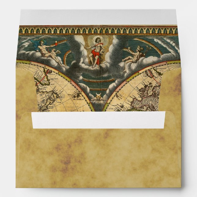 Antique World Map Distressed #2 BG A7 5x7 Envelopes (Back (Bottom))