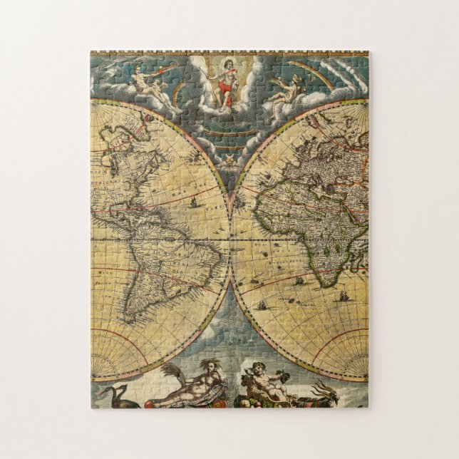 Antique World Map Distressed #2 Jigsaw Puzzle (Vertical)