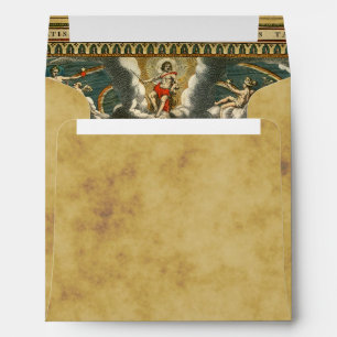 Antique World Map Distressed BG SQ #2 Envelopes