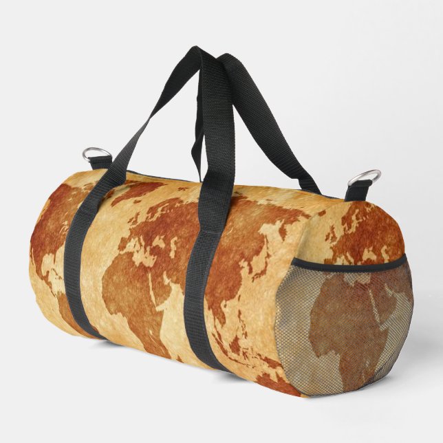 Antique World Map Duffle Bag (Right Corner)