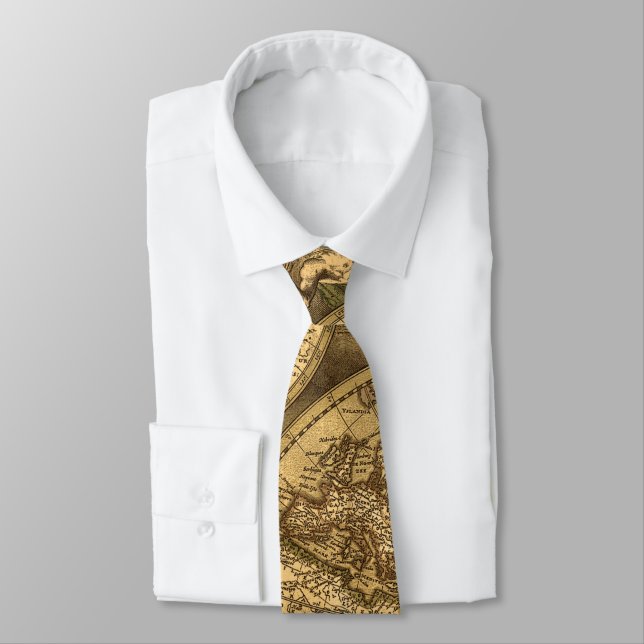 Antique World Map (Europe on front) Tie (Tied)