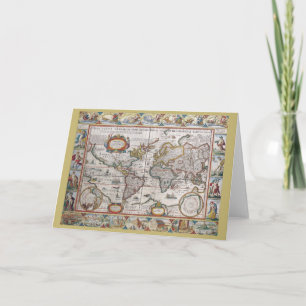 Antique World Map greeting card