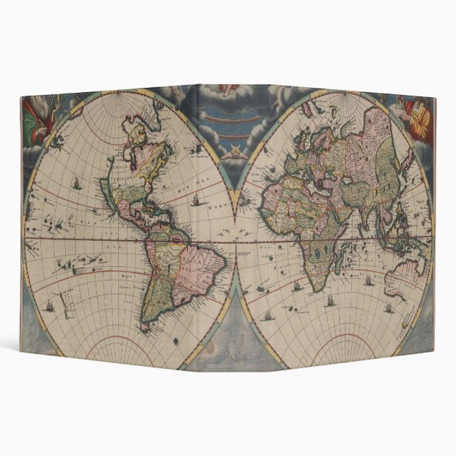 Antique World Map: Historical Cartography Art Binder (Background)