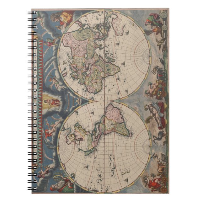 Antique World Map: Historical Cartography Art Notebook (Front)
