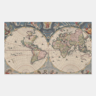 Antique World Map: Historical Cartography Art Sticker