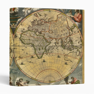 Antique World Map J. Blaeu 1664 Binder