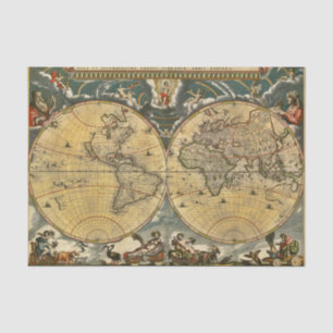 Antique World Map J. Blaeu 1664 Tissue Paper