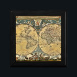 Antique World Map - Joan Blaeu - 1664 Gift Box<br><div class="desc">Antique World Map - Joan Blaeu - 1664 ' Elegant, stylish and chic customizable party and celebration invitations and accessories featuring a colourful antique world map dating from 1664 and created in Amsterdam by Joan Blaeu. It's displayed on a distressed tea stained look background. Please note that this is a...</div>