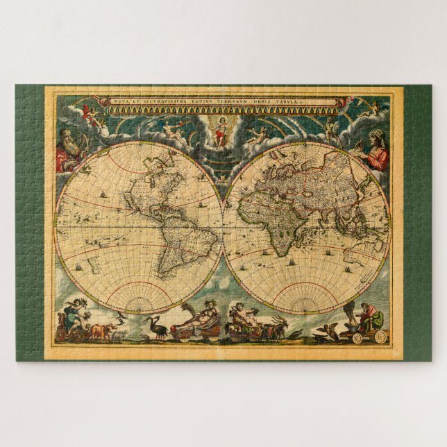 Antique World Map - Joan Blaeu - 1664 Jigsaw Puzzle (Horizontal)