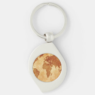 Antique World Map Keychain