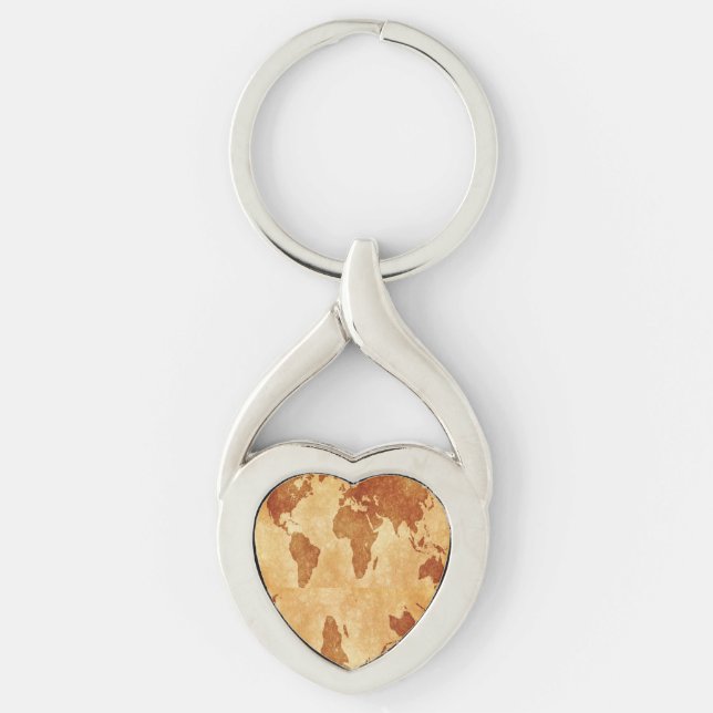 Antique World Map Keychain (Front)