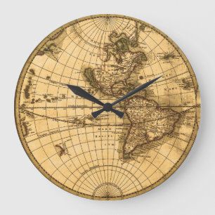 Antique World Map Large Clock