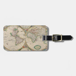 Antique World Map Luggage Tag