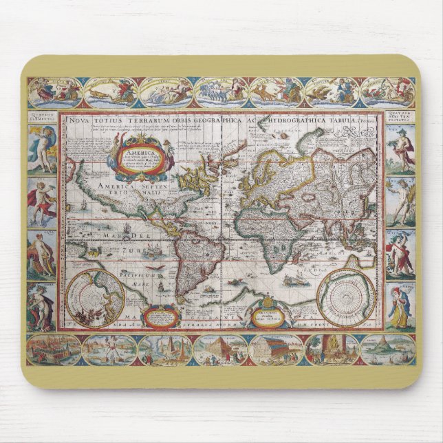 Antique World Map mousepad (Front)