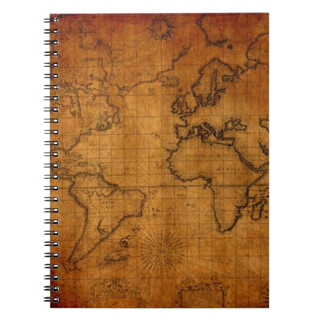 Antique World Map Notebook (Front)