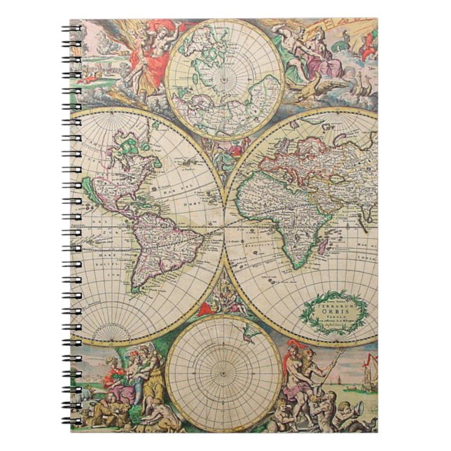 Antique World Map Notebook (Front)