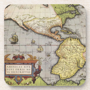 Antique World Map of the Americas, 1570 Coaster
