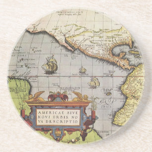 Antique World Map of the Americas, 1570 Coaster