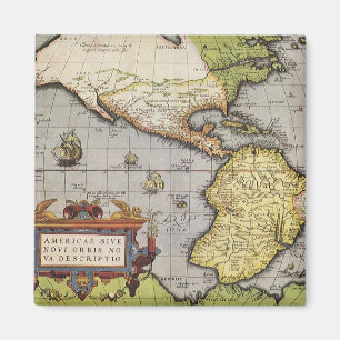 Antique World Map of the Americas, 1570 Magnet