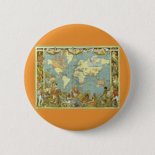 Antique World Map of the British Empire, 1886 2 Inch Round Button