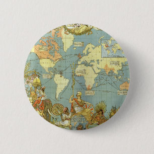 Antique World Map of the British Empire, 1886 2 Inch Round Button