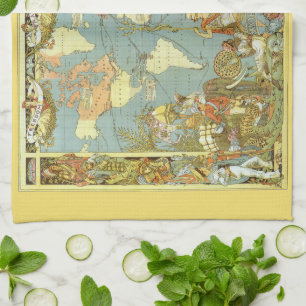 Antique World Map of the British Empire, 1886 Kitchen Towel